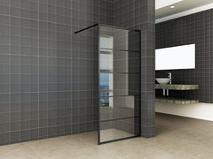Horizon walk-in shower with grid 1000 x 2000 x 8 mm nano clear glass/matte black