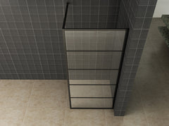 Horizon walk-in shower with grid 1100 x 2000 x 8 mm nano clear glass/matt black