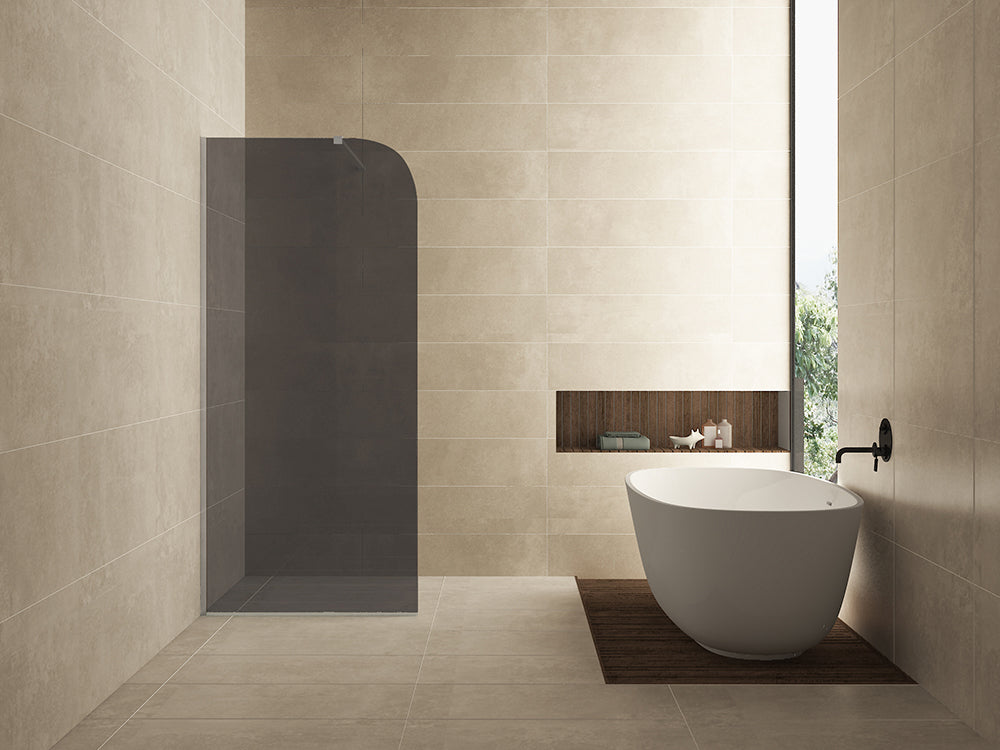 Curved walk-in shower 900 x 2000 x 8 mm nano smoke glass