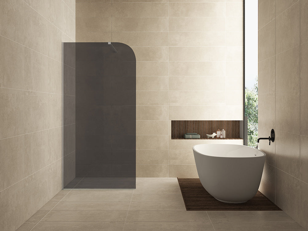 Curved walk-in shower 1000 x 2000 x 8 mm nano smoked glass