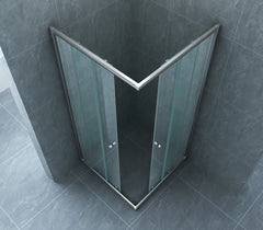 Eco hoekinstap cabine met 2 schuifdeuren 900 x 900 x 1900 x 5 mm helder glas/chroom