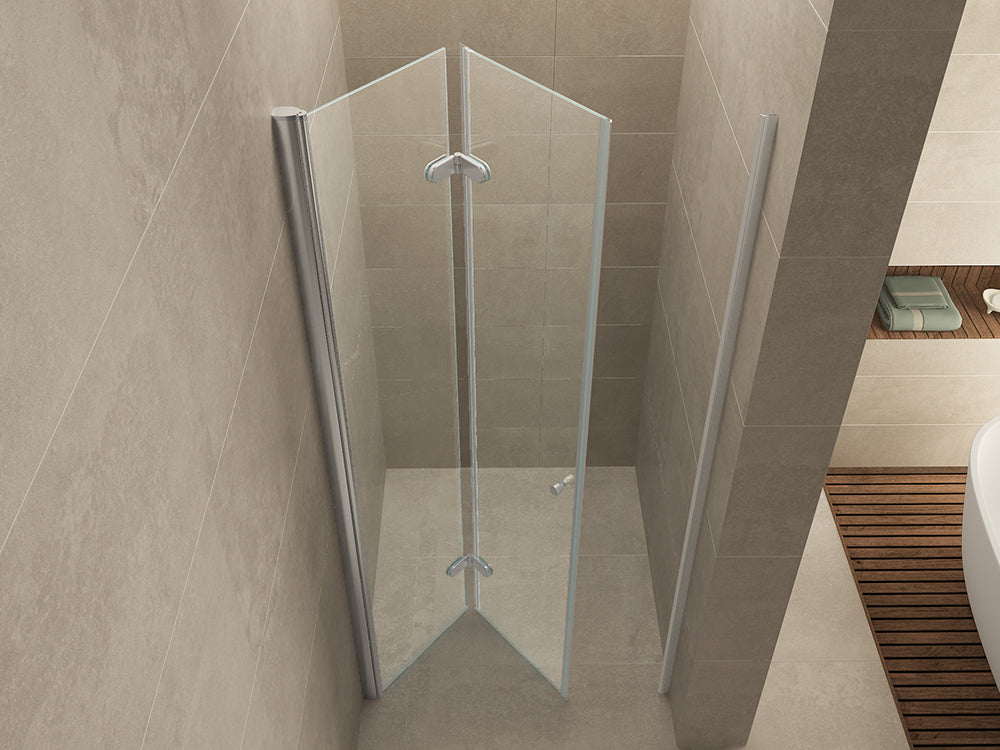 Maki niche door foldable left 900 x 2000 x 8 mm nano clear glass/chrome