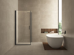Salone cabine met 1 draaideur 900 x 900 x 2000 x 8 mm nano helder glas/mat zwart