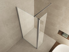 Comfort hinged side panel 300 x 2000 x 10 mm nano clear glass/chrome