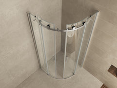 Entra cabine kwartrond met 2 schuifdeuren 900 x 900 x 2000 x 8 mm nano helder glas/chroom