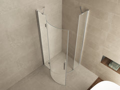 Curf quadrant shower enclosure with 1 left-hand pivot door 900 x 900 x 2000 x 8 mm clear glass/chrome