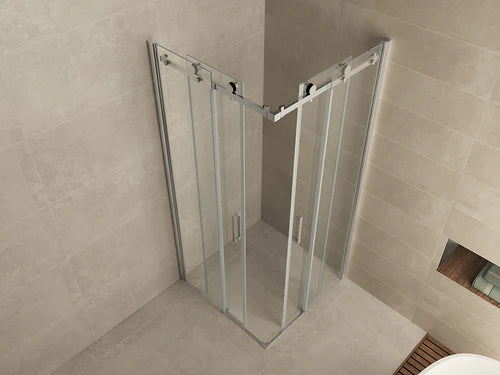 Curf cabine kwartrond met 1 draaideur links 900 x 900 x 2000 x 8 mm helder glas/chroom