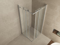 Entra corner entry shower enclosure with 2 sliding doors 900 x 900 x 2000 x 8 mm nano clear glass/chrome