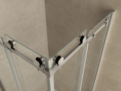 Curf cabine kwartrond met 1 draaideur links 900 x 900 x 2000 x 8 mm helder glas/chroom
