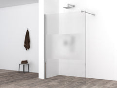 Comfort inloopdouche 1400 x 2000 x 8 mm nano helder glas met melkglas middenband/chroom