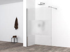 Comfort walk-in shower 1600 x 2000 x 8 mm nano clear glass with frosted glass middle strip/chrome