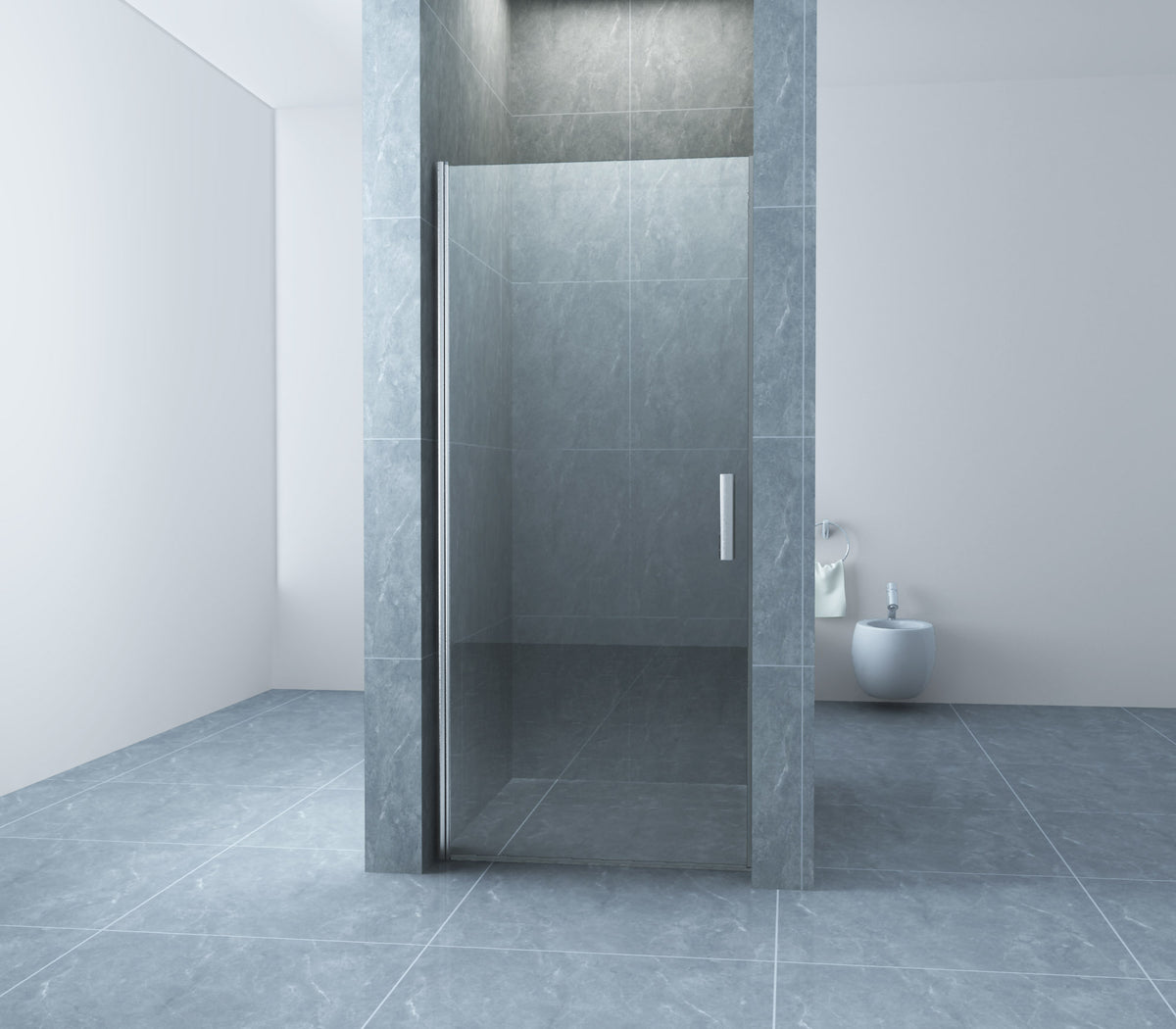Cerra eco recess door 900 x 1950 x 6 mm nano clear glass/chrome