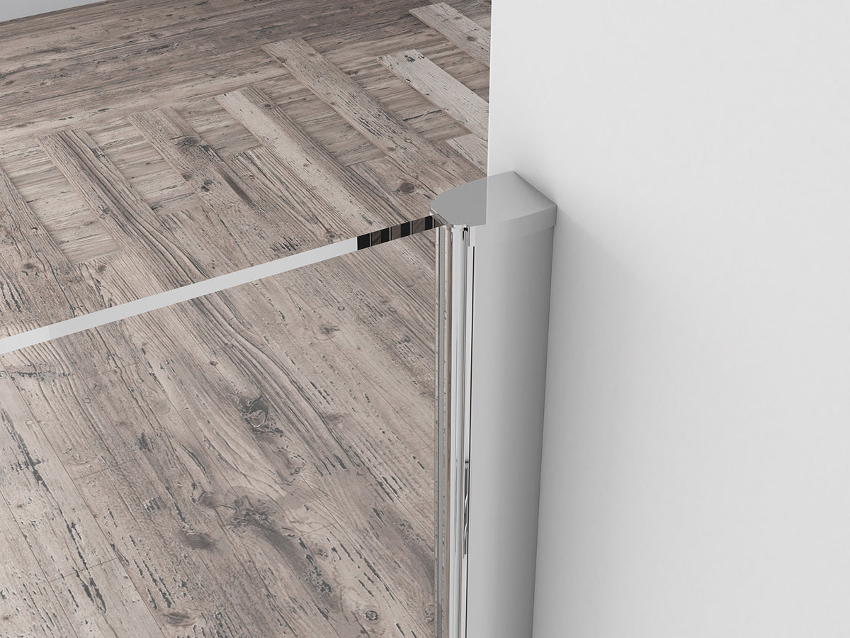 Eco side panel with wall profile 400 x 2000 x 8 mm nano clear glass/chrome