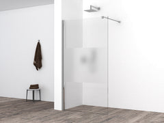 Comfort walk-in shower 700 x 2000 x 10 mm nano clear glass with frosted glass middle band/chrome