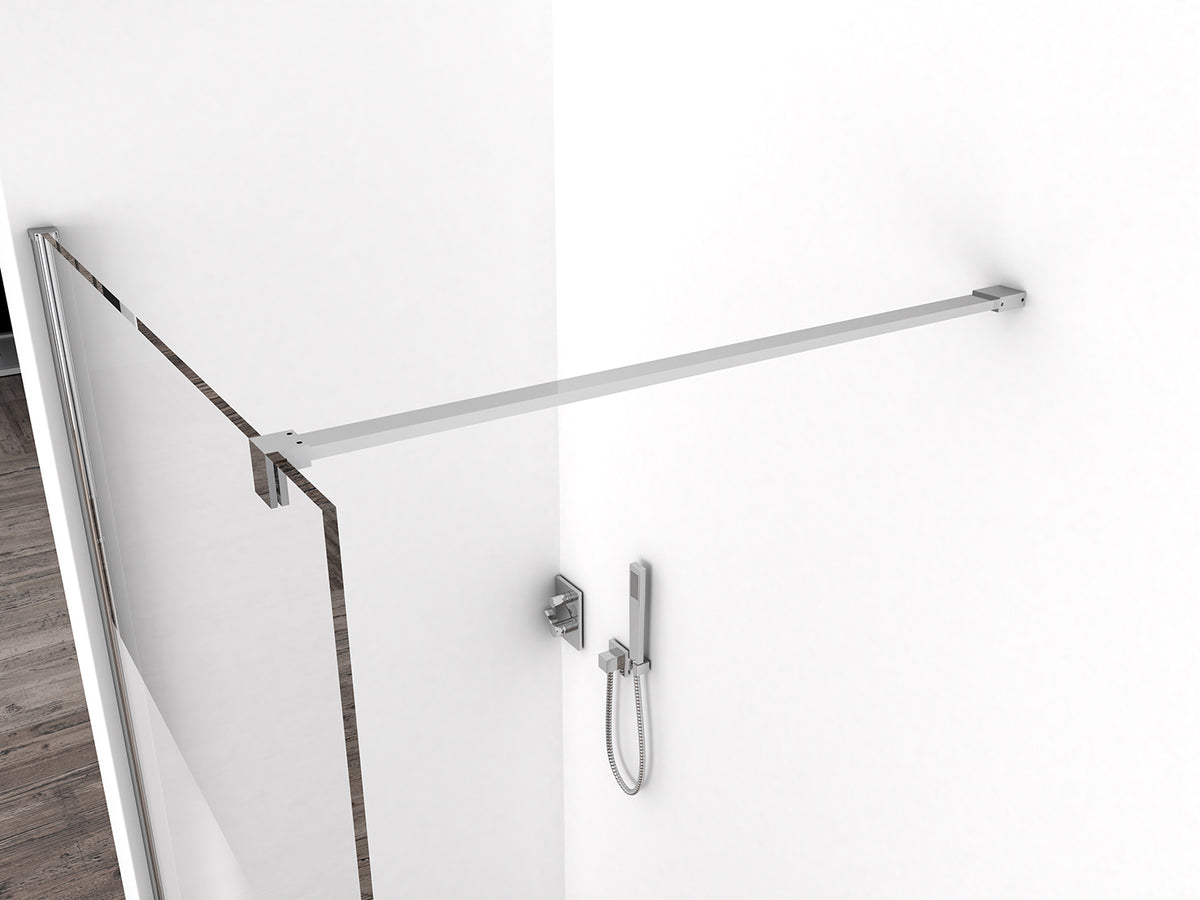 Comfort walk-in shower 800 x 2000 x 10 mm nano clear glass with frosted glass strip/chrome