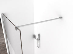 Comfort walk-in shower 800 x 2000 x 10 mm nano clear glass with frosted glass strip/chrome