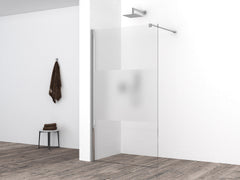 Comfort inloopdouche 1000 x 2000 x 10 mm nano helder glas met melkglas middenband/chroom
