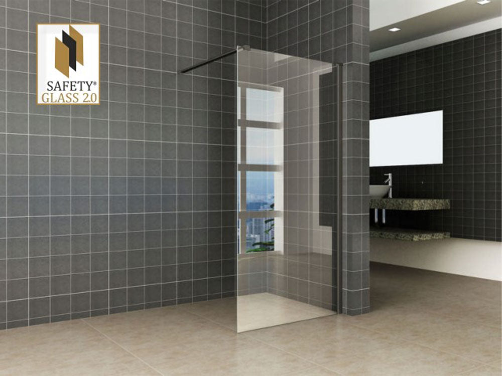 Graffic inloopdouche 900 x 2000 x 10 mm nano safety glass folie helder glas/mat zwart