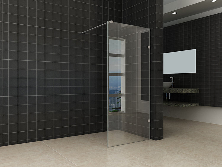 Glass coupling set for frameless walk-in shower, 2 pieces, brushed steel