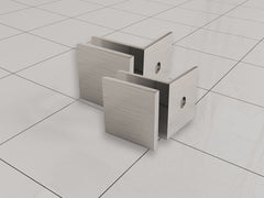 Glass coupling set for frameless walk-in shower, 2 pieces, brushed steel