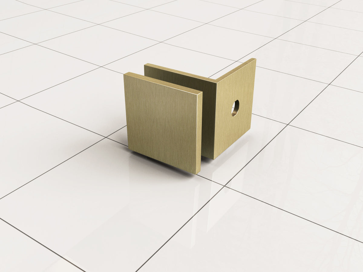 Glass clamping set for frameless walk-in shower, 2 pieces, brushed brass