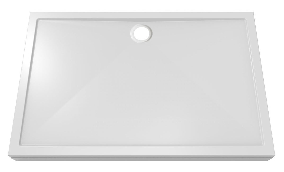 Rectangular shower tray 140 x 90 x 4 cm acrylic gloss white