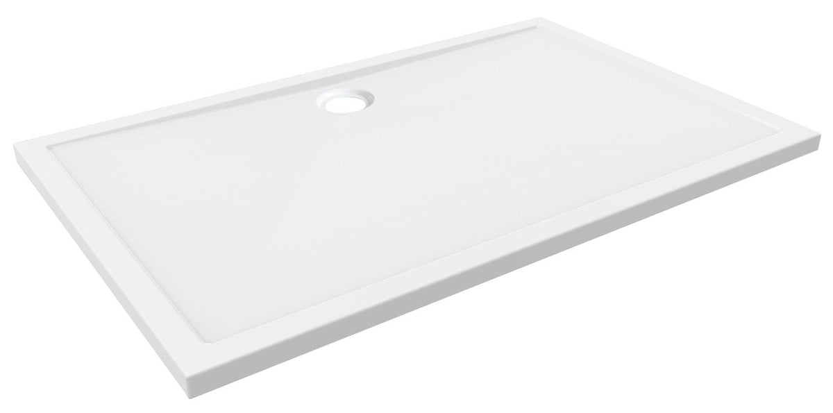 Rectangular shower tray 140 x 90 x 4 cm acrylic gloss white