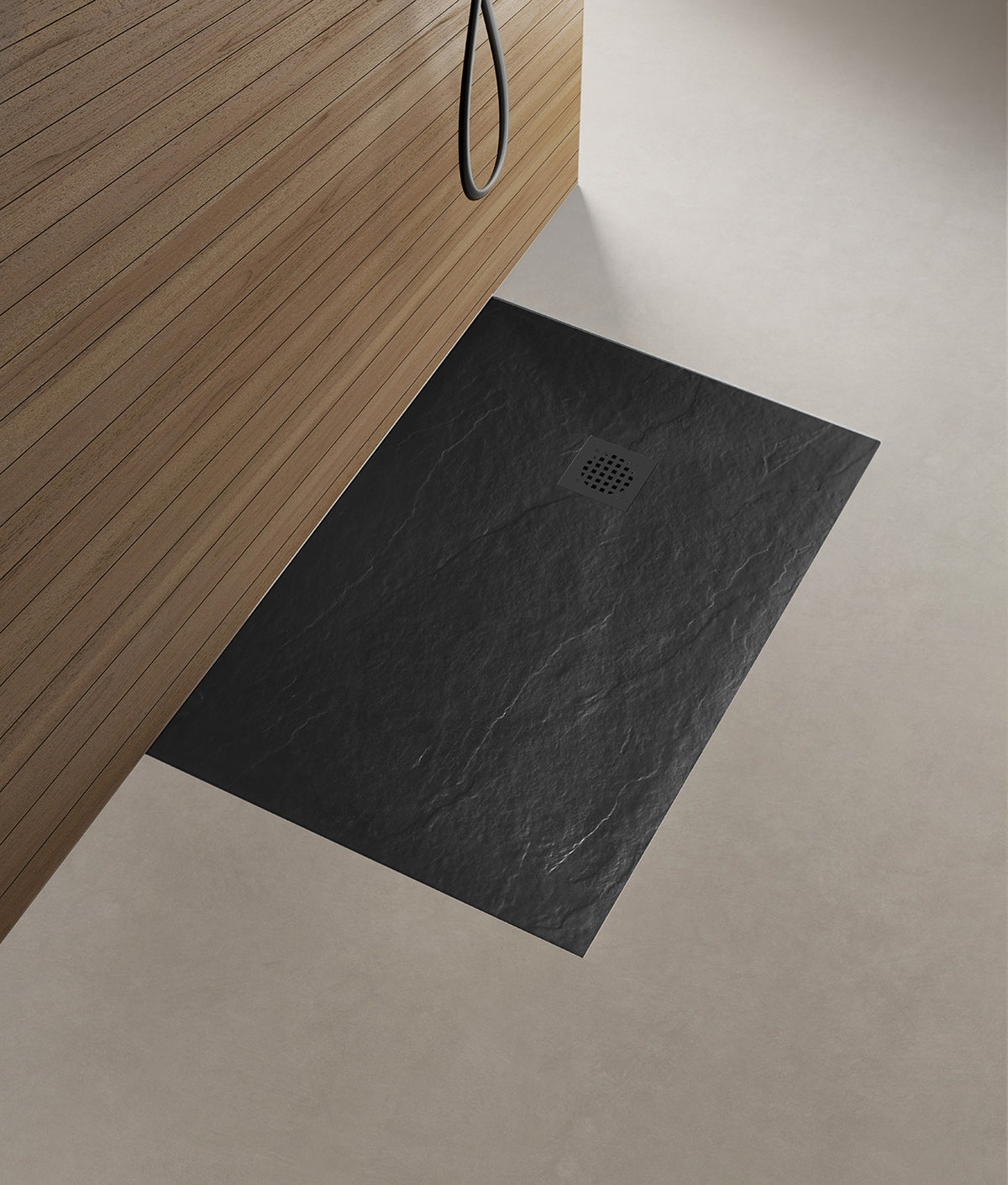 Stonea douchebak antislip composiet 800x1200x30 mm inkortbaar mat zwart