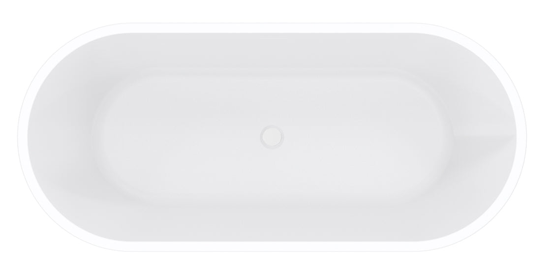 Libero freestanding bathtub 178 x 80 cm matt white acrylic with matt white waste