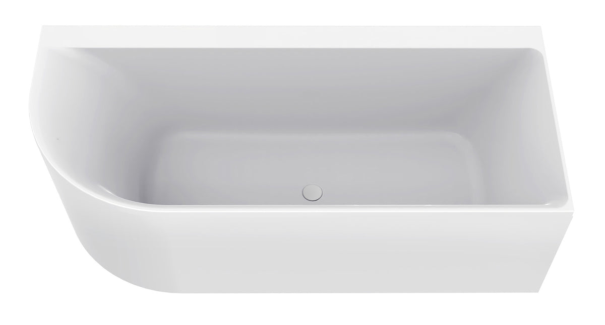 Zenn corner bath right 170 x 75 cm acrylic gloss white with waste gloss white