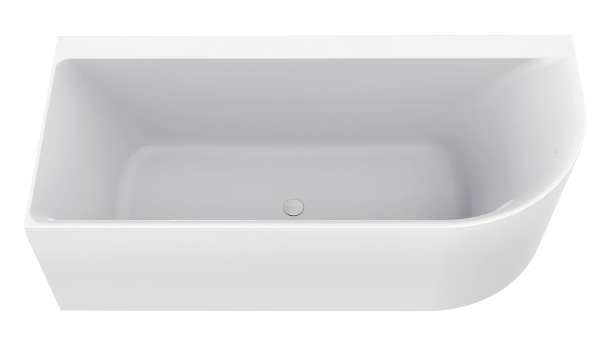 Zenn corner bath left 180 x 80 cm acrylic gloss white with waste gloss white