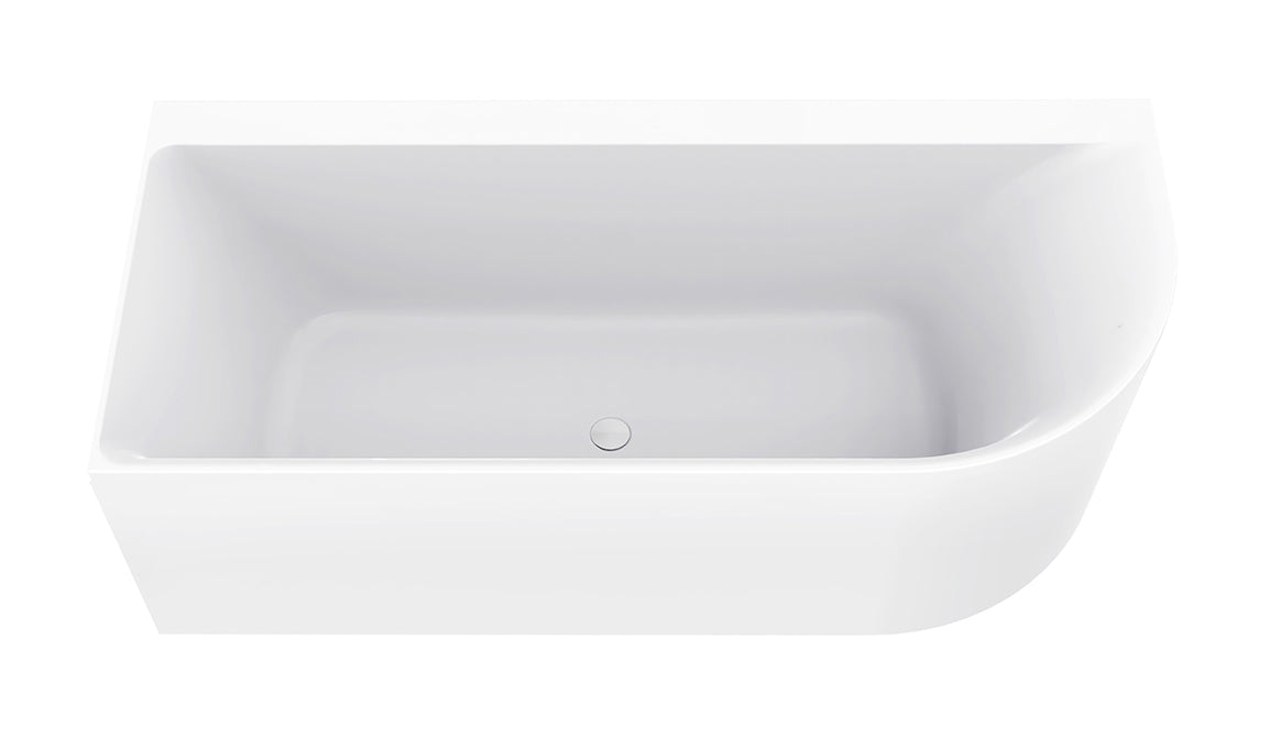 Zenn corner bath left 180 x 80 cm acrylic matte white with waste matte white