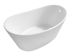 Trapeze freestanding bathtub 150 x 72 cm acrylic gloss white with gloss white waste