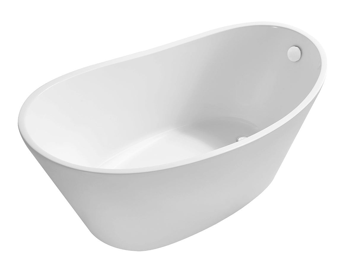 Trapeze Freestanding Bathtub 170 x 77 cm Acrylic Gloss White with Waste Gloss White