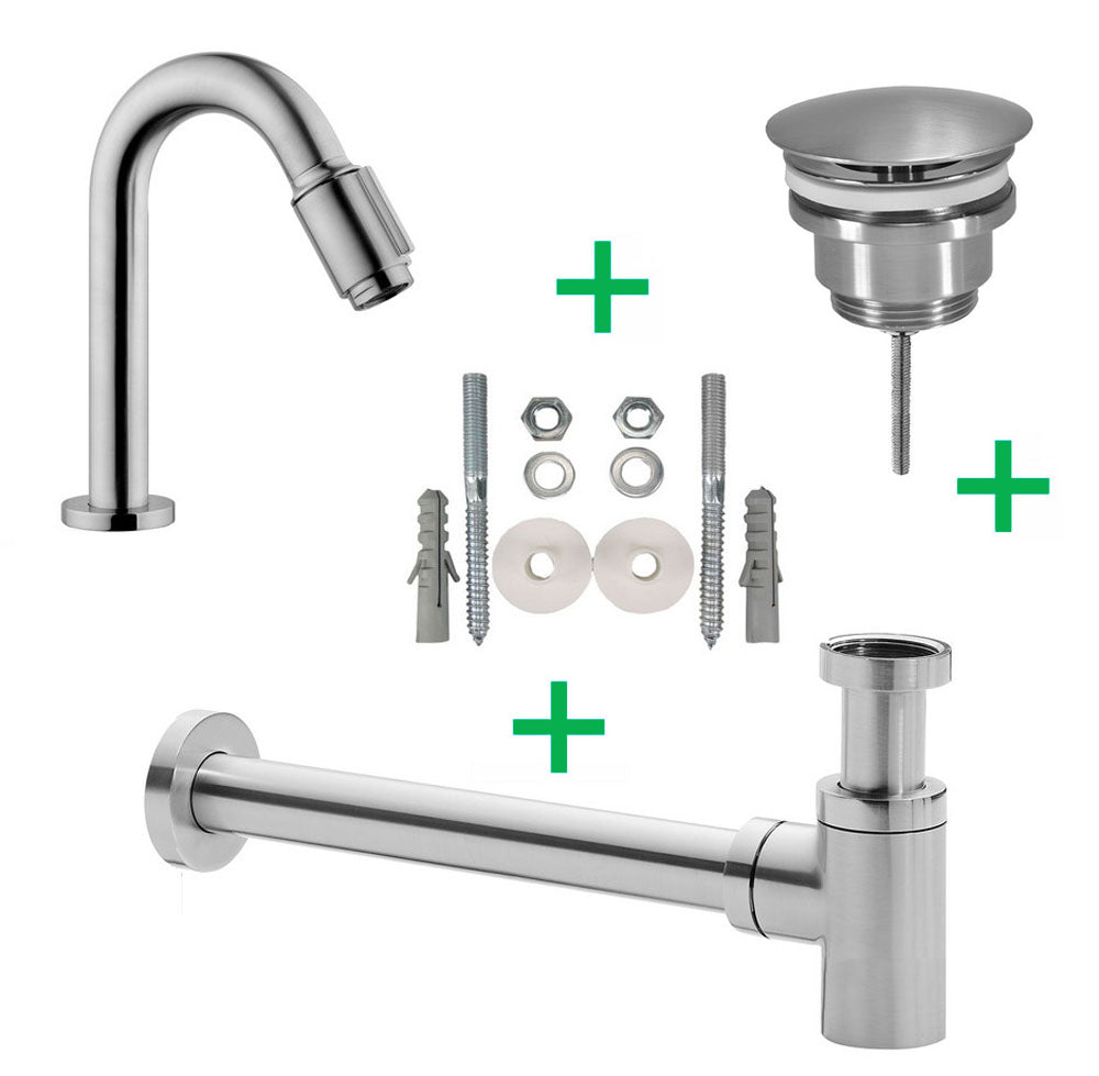 Caral Victoria fountain tap set brushed steel