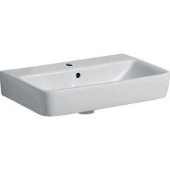 Geberit Renova Compact Wastafel Keramiek Wit met Overloop – Wandmontage – Zonder Kraan - Glans wit