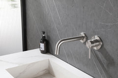 304 basin mixer with cold start, complete brushed stainless steel