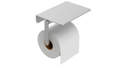 Alonzo toilet roll holder with shelf stainless steel brushed