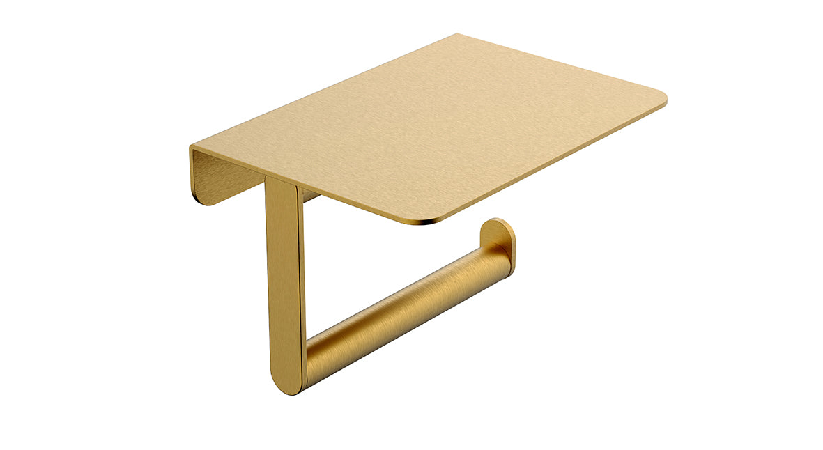 Alonzo toiletrolhouder met planchet geborsteld messing PVD