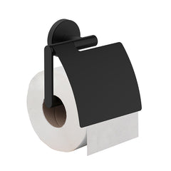 Alonzo toilet roll holder with flap matte black