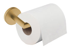 Alonzo toilet roll holder with fixed arm brushed brass PVD