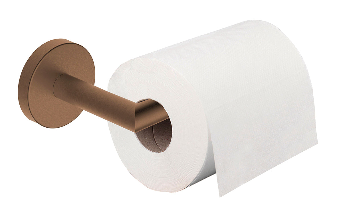 Alonzo toilet roll holder with fixed arm brushed bronze copper