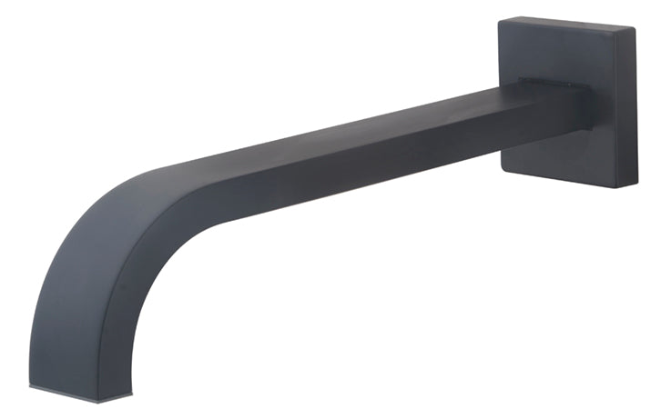 Bath spout square 25 cm 1/2'' matt black