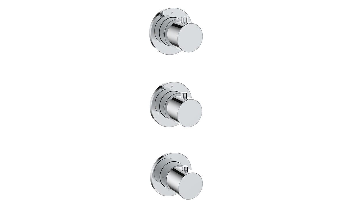 Caral afbouwdeel thermostatische douchekraan met 2 stopkranen chroom