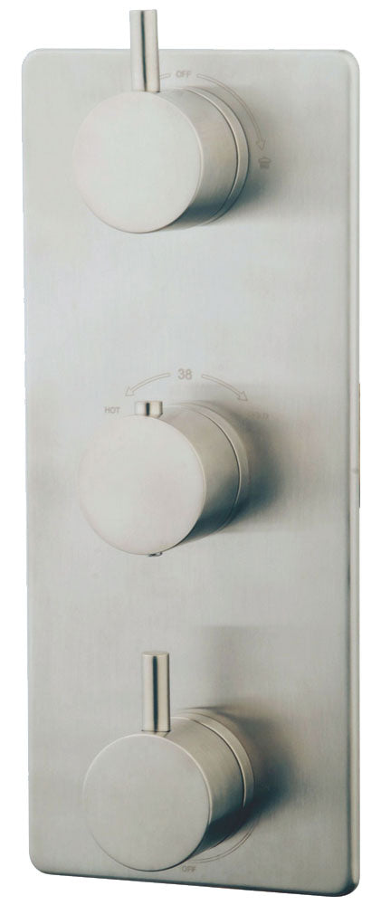 Caral built-in thermostat trim kit 3-way brushed steel PVD