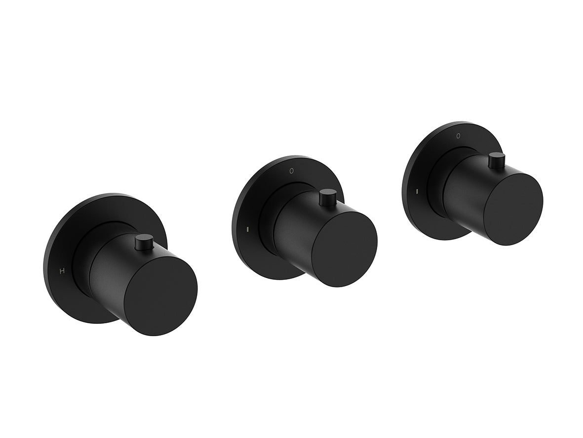 Caral trim set thermostatic shower mixer with 2 stopcocks matt black