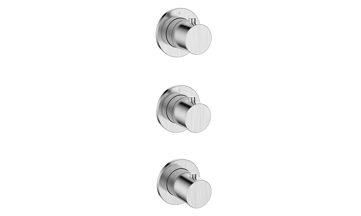 Caral built-in thermostatic shower mixer with 2 stopcocks brushed steel PVD
