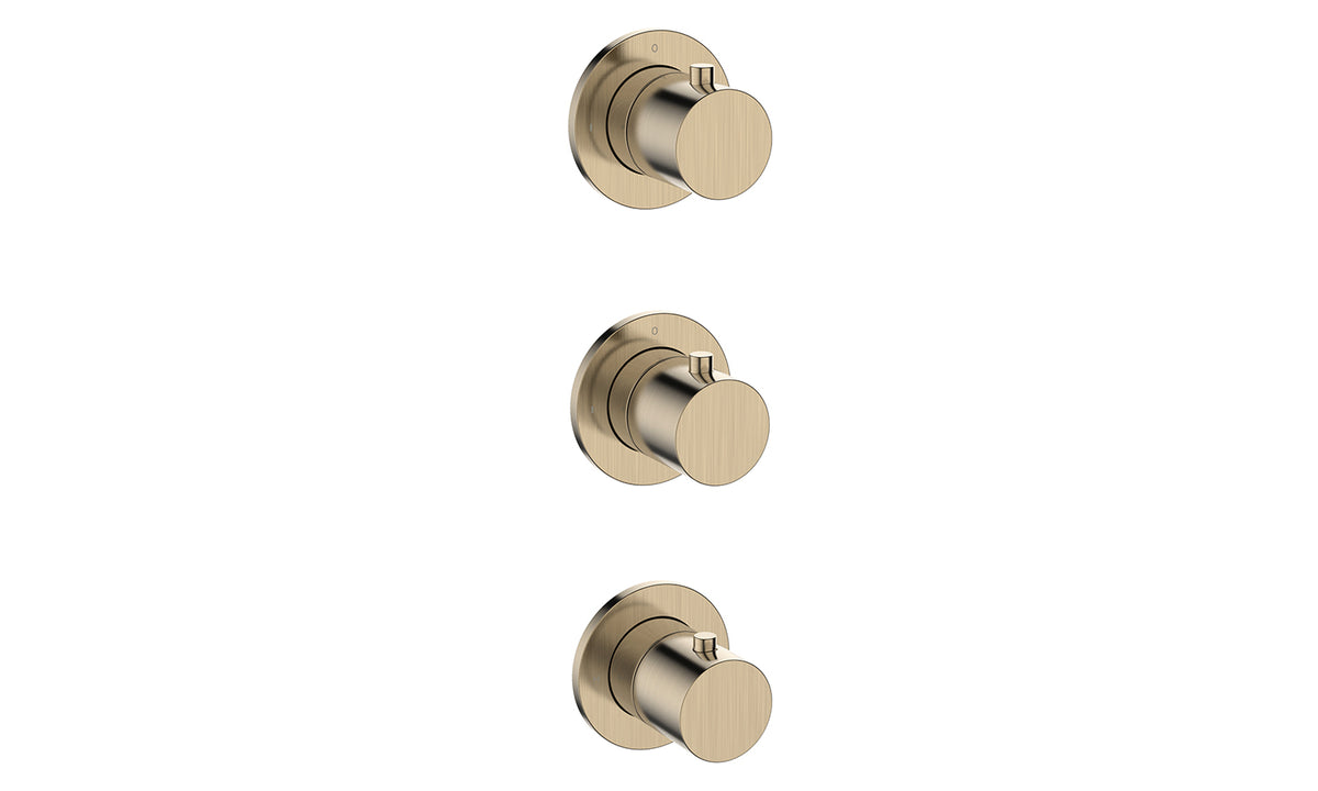 Caral afbouwdeel thermostatische douchekraan met 2 stopkranen geborsteld messing PVD