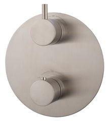Caral finishing kit round built-in thermostat 2-way brushed steel PVD