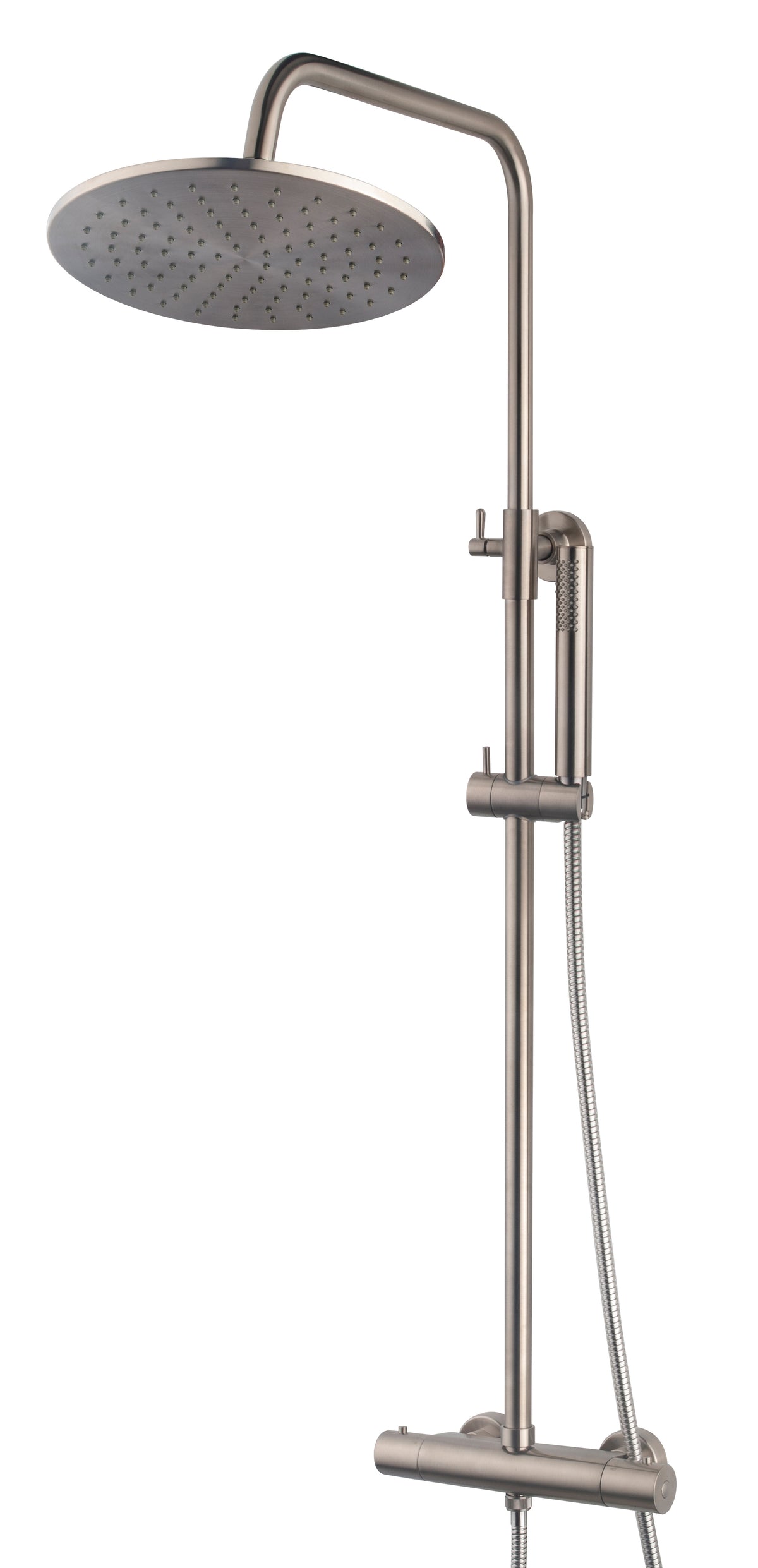 Caral Thermostatic Exposed Rain Shower Set Brushed Steel PVD